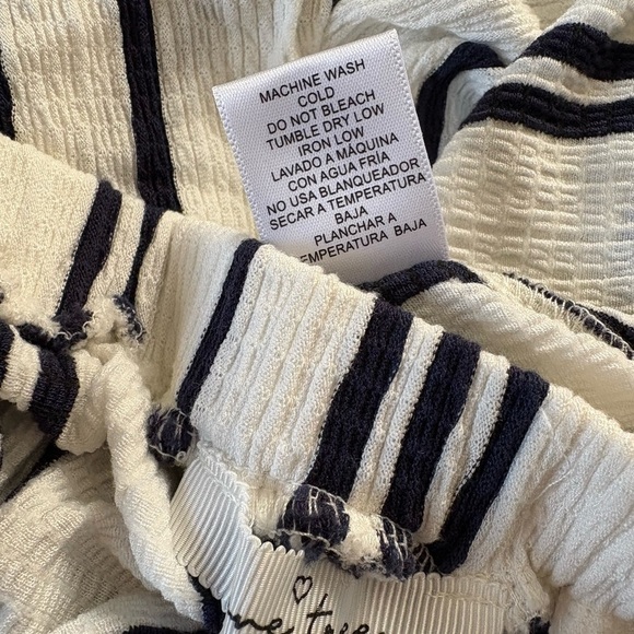 Love Tree White & Blue Stripes Sleeveless Romper Open and Tie on Back Sz: Large - Picture 7 of 9